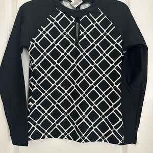 NWOT La Blanca Black and White Geometric print Rashguard